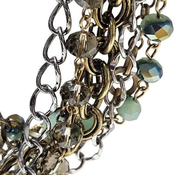 Boho Chic Mixed Chains Beads Chunky Statement Necklace Multi Strand Jewelry - Picture 2 of 6